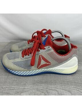 Reebok Men’s Size 8.5 CrossFit Nano 7.0 Shoes Nanoweave Light Gray, Red & Blue